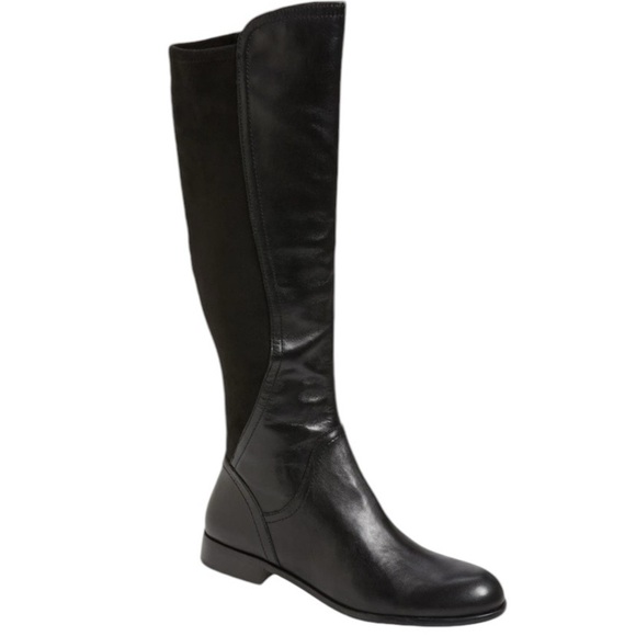 NIB Franco Sarto Women's L-Maleni Black Leather and Fabric Stretch Boot -Size 7M - Picture 2 of 10
